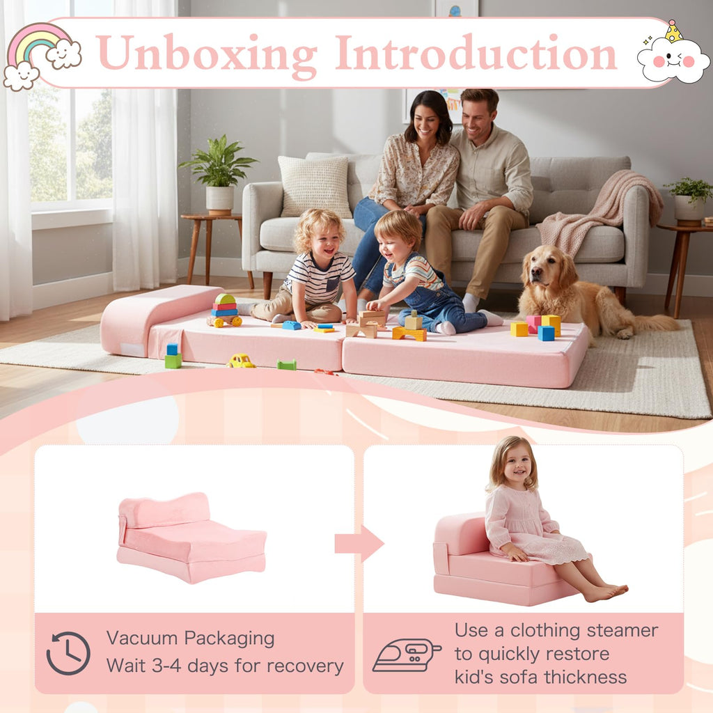 Pink Folding Sofa Bed with Removable Cover H12336