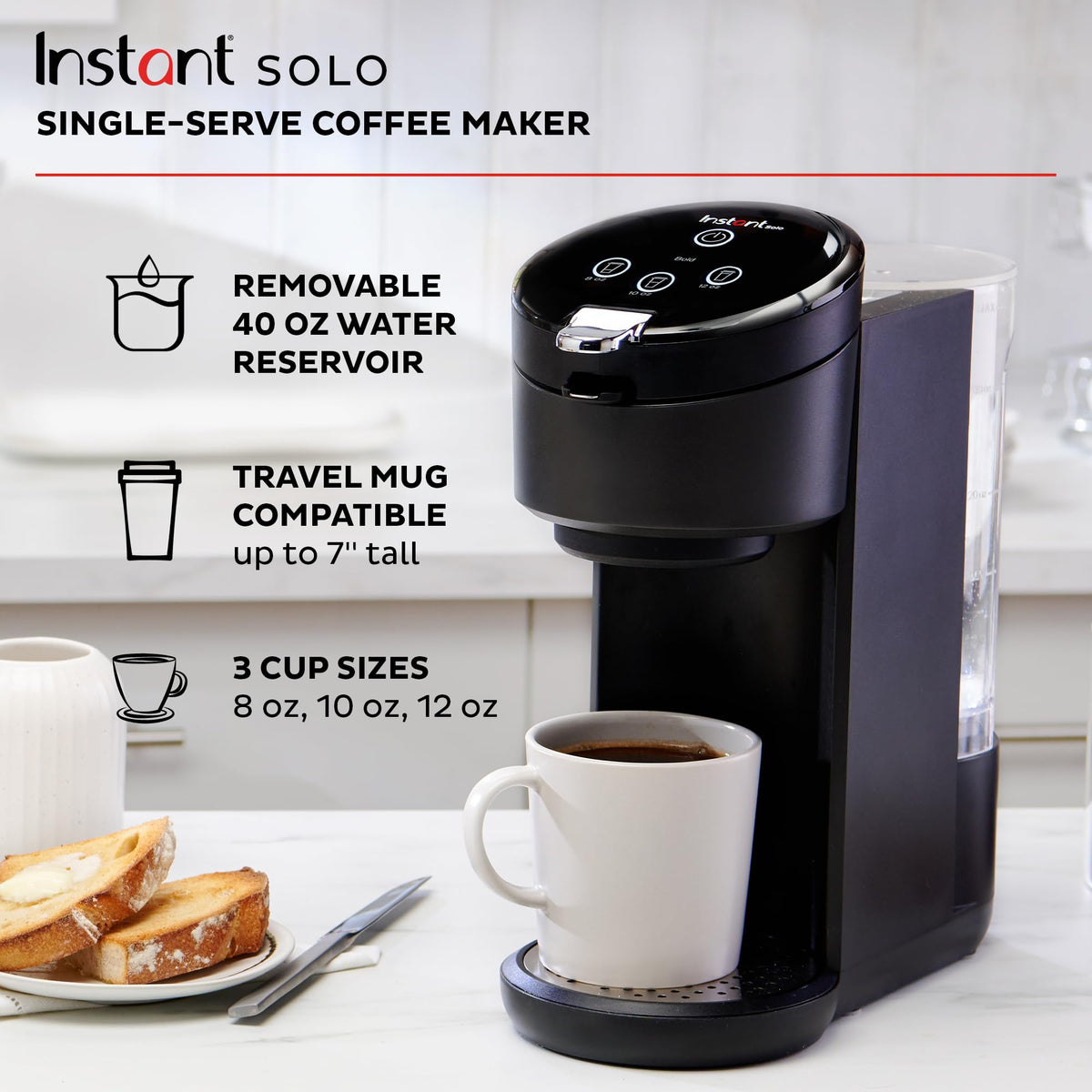 Single Serve K-Cup Pod Compatible Coffee Maker with 40oz Water Reservoir, Black E92471