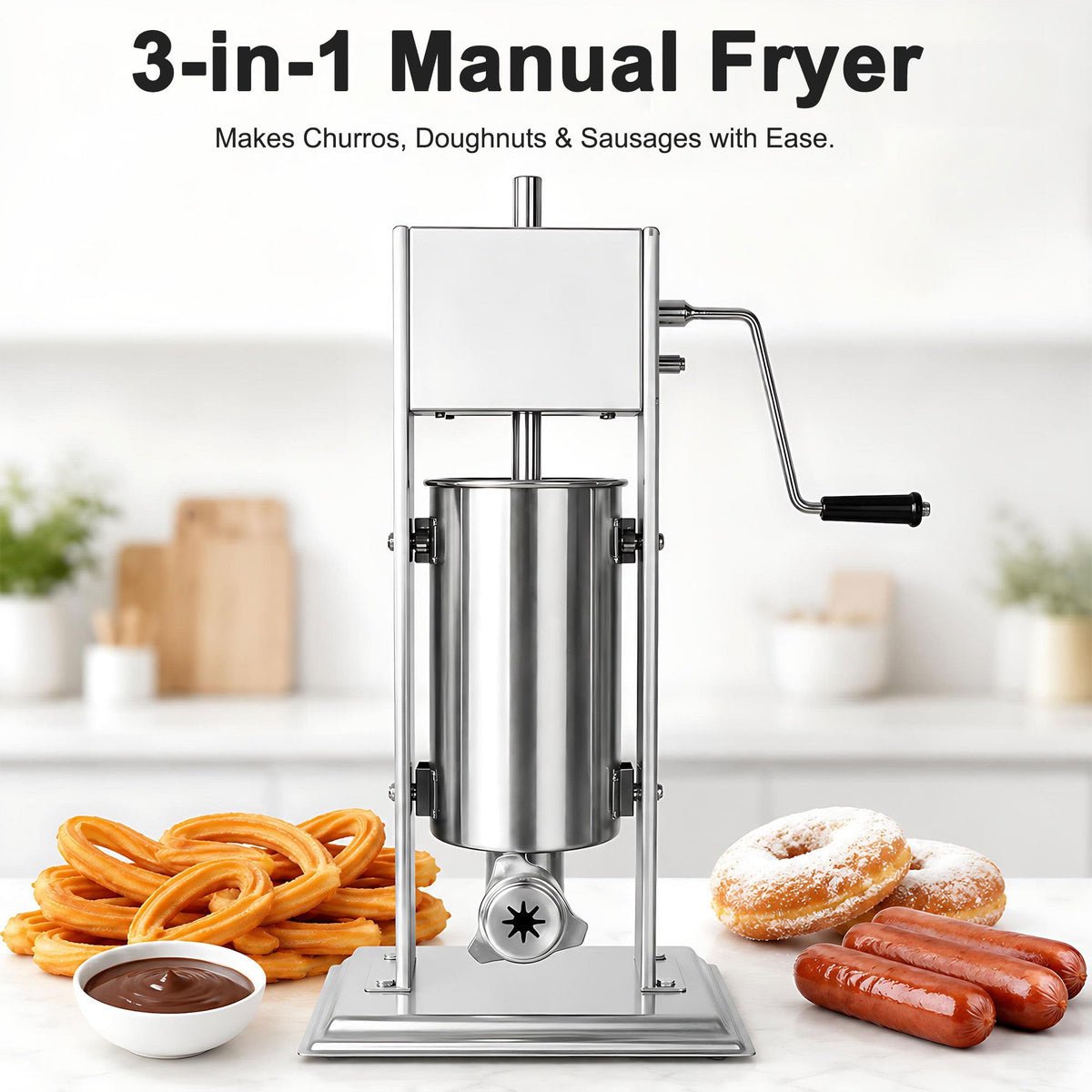Manual Churros Maker with 4 Pastry Nozzles Y1637