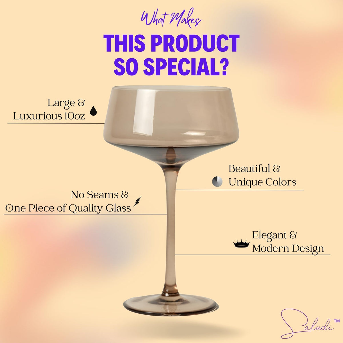 Colored Coupe Glasses Set of 6 N291