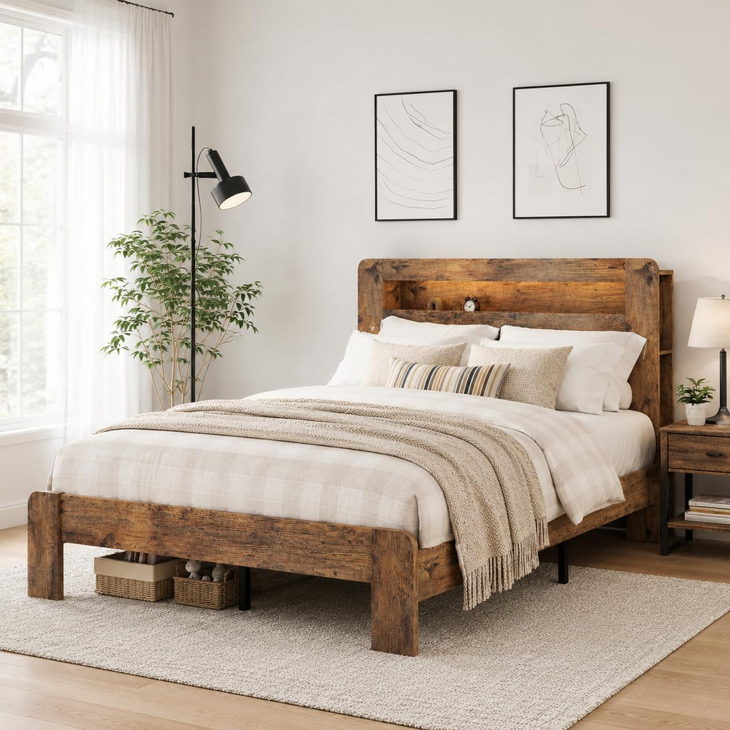 Queen Bed Frame with Wooden Headboard Q65720