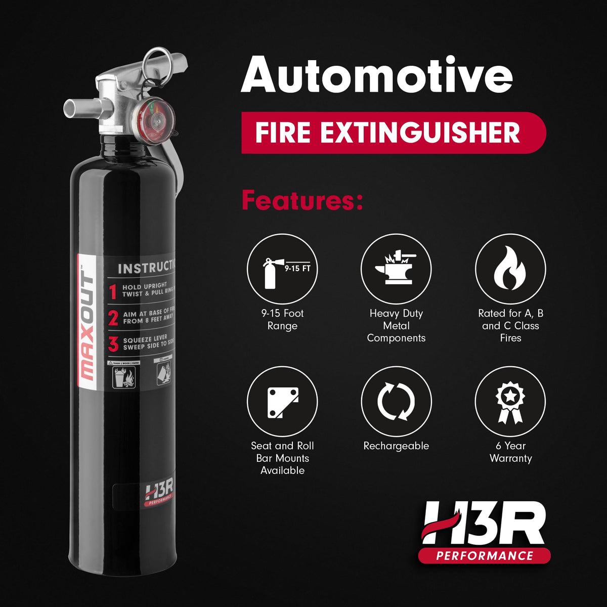 2.5 lbs Black Refillable Dry Chemical Fire Extinguisher C7248