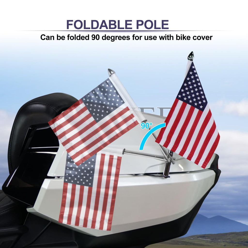 2 Pack Stainless Steel Flag Pole Mount Kit with 6pcs Flags D461
