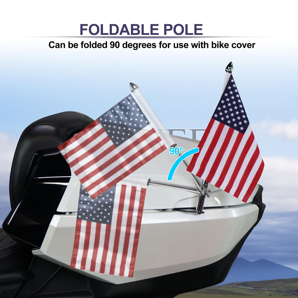 2 Pack Stainless Steel Flag Pole Mount Kit with 6pcs Flags D461