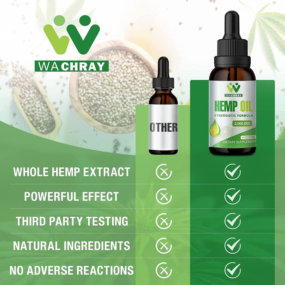 Hemp Oil Drops 3 Pack Vegan Non-GMO I167