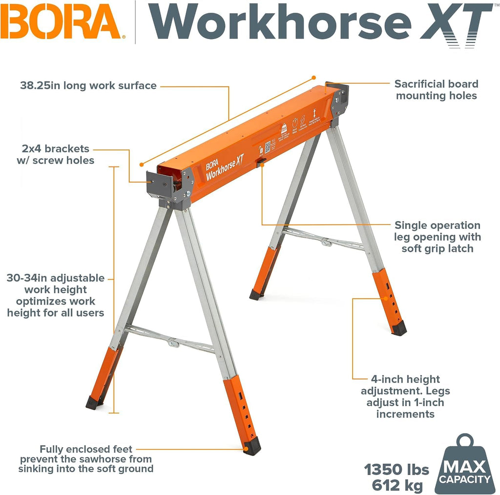 2 Pack Adjustable Folding Heavy Duty Sawhorse S855
