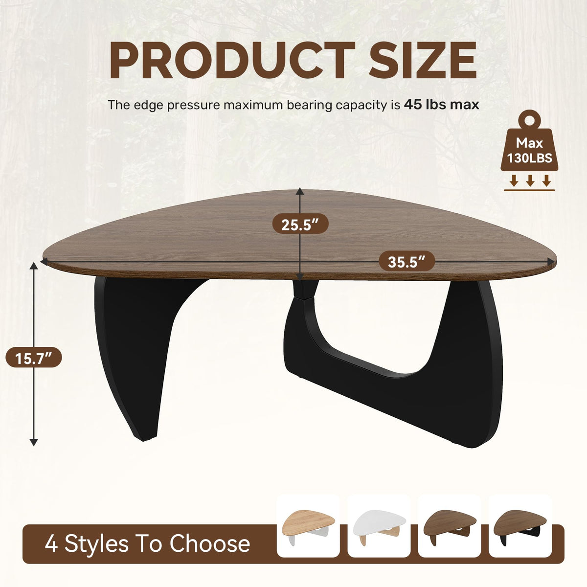 Wood Coffee Table with Wooden Top & Unique Base M6325