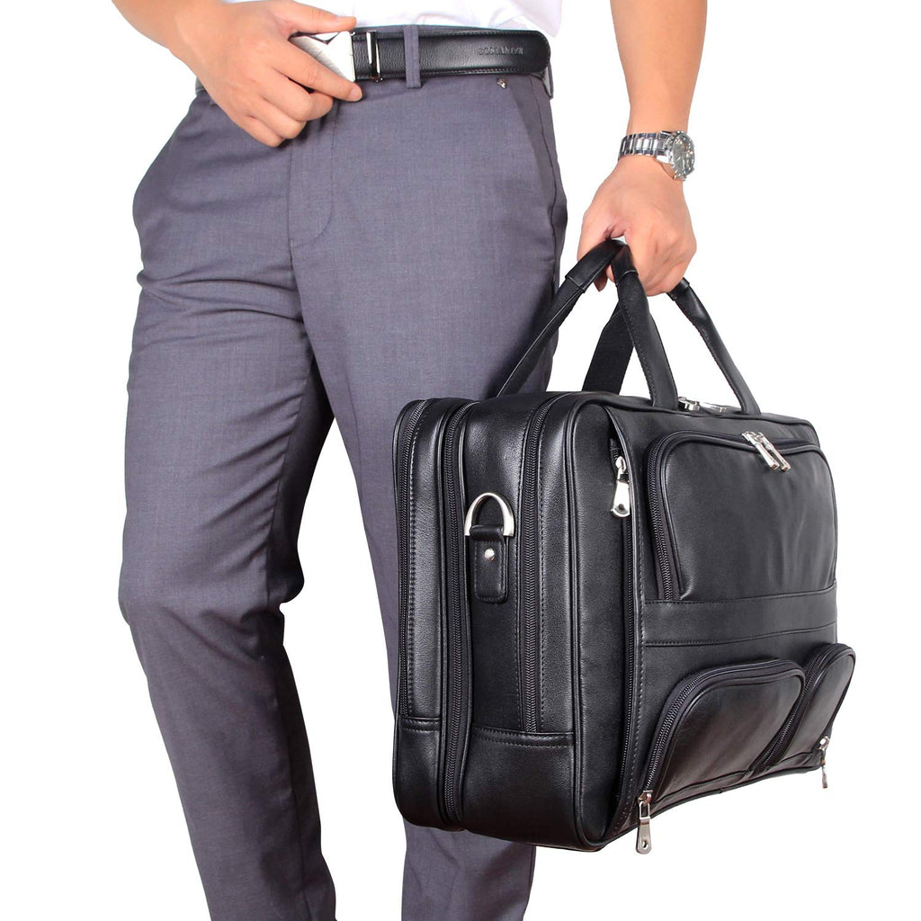 Cowhide Leather 17.3 Inch Messenger Bag Laptop Briefcase C887806