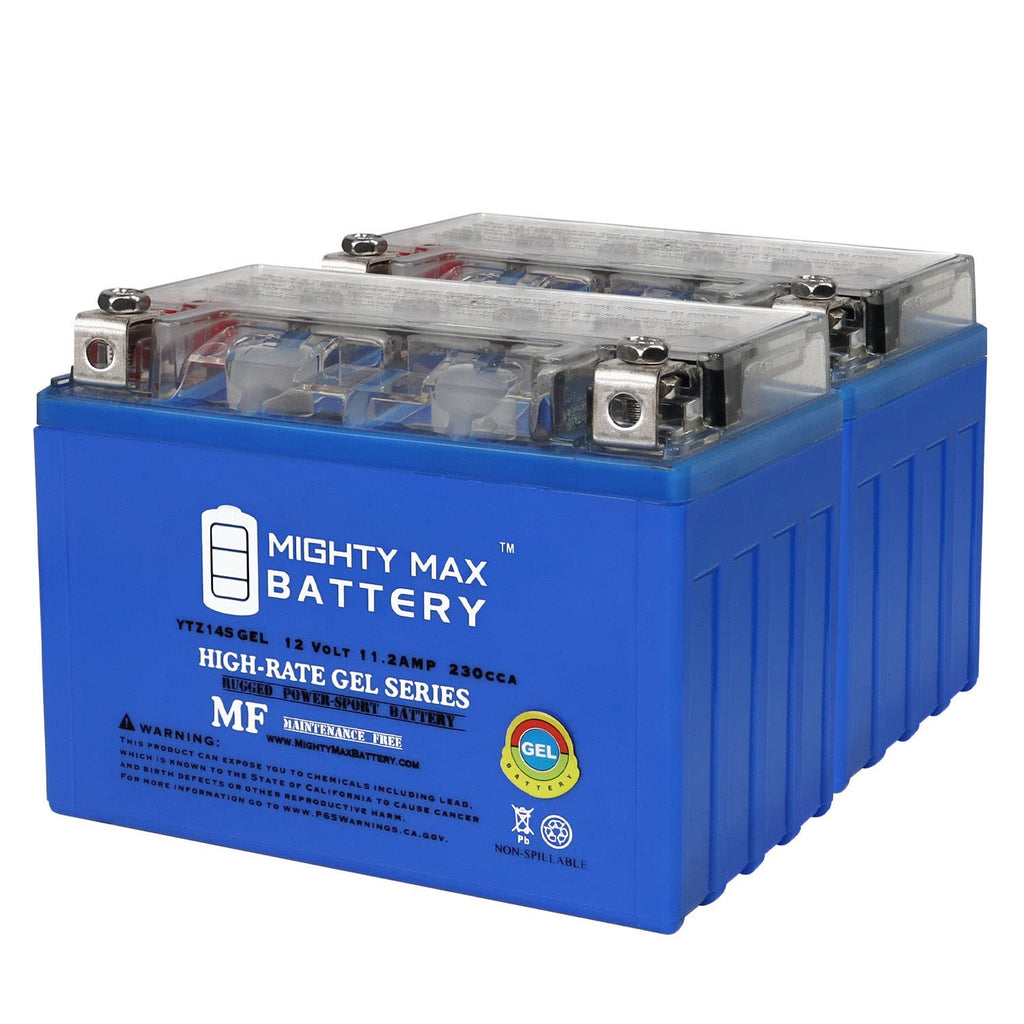 12 Volt 11.2 AH GEL Type 230 CCA Rechargeable Maintenance Free SLA AGM Motorcycle Battery Pack of 2 Z94669