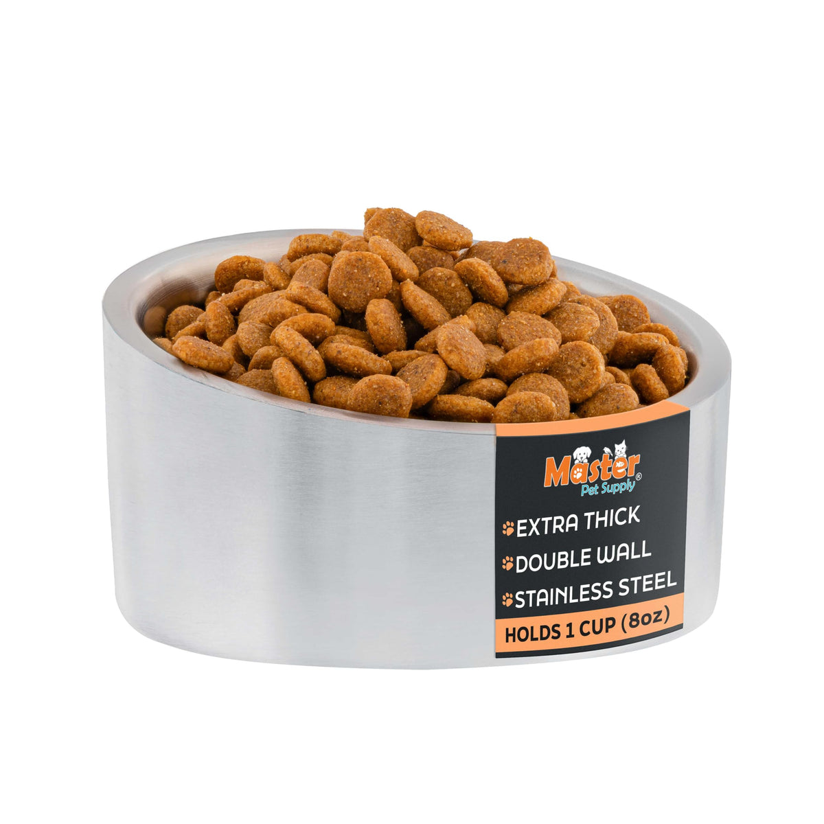 Stainless Steel Slanted Dog Cat Food Bowl 8 oz W596