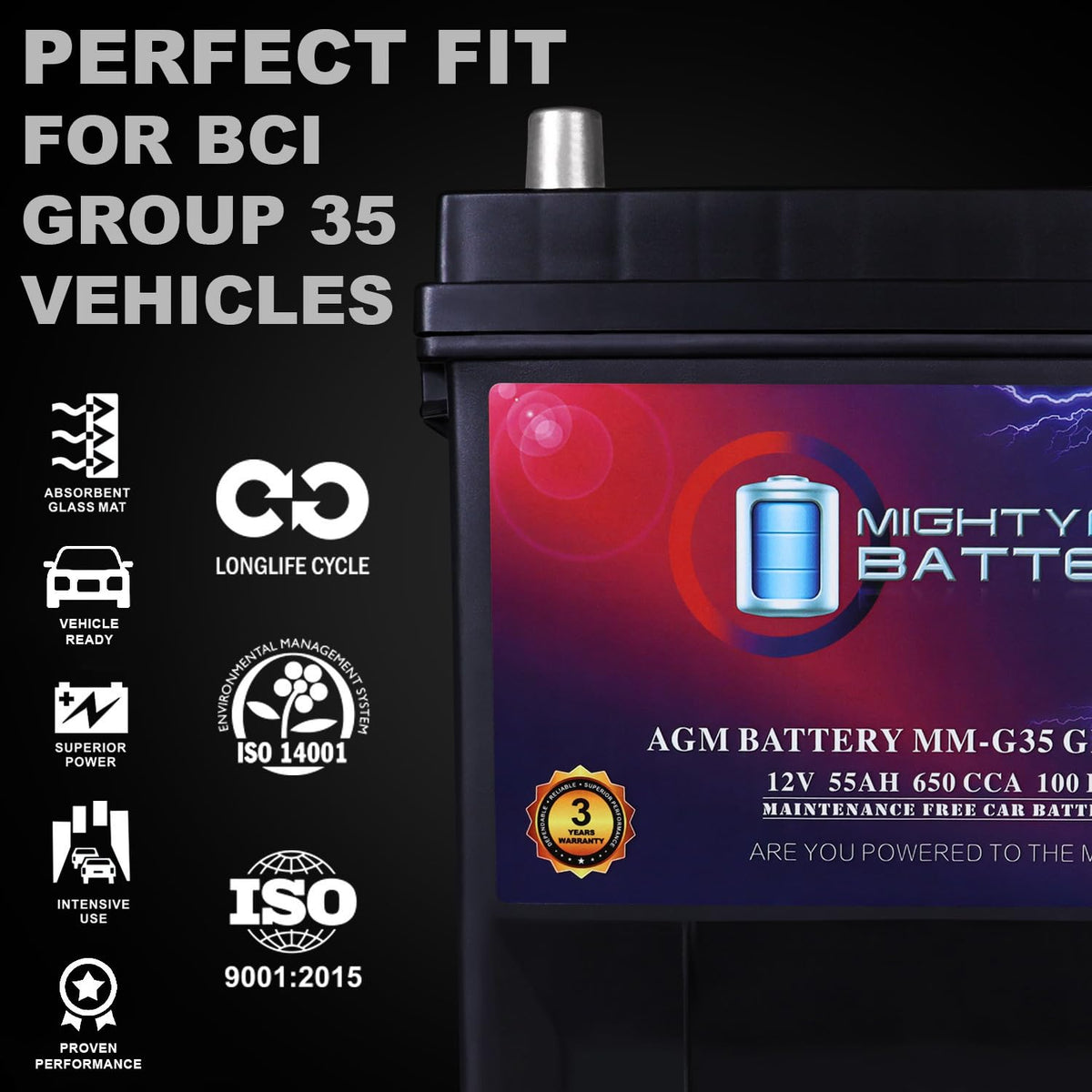 12V 55Ah AGM Replacement Battery H825207