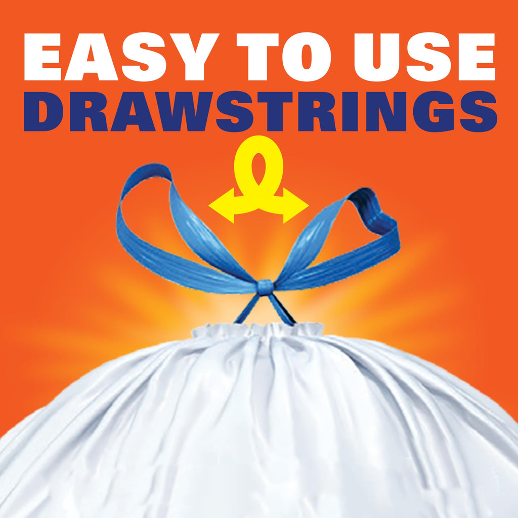 13G Tall Kitchen Trash Bags, White, Unscented, 90ct Z285426