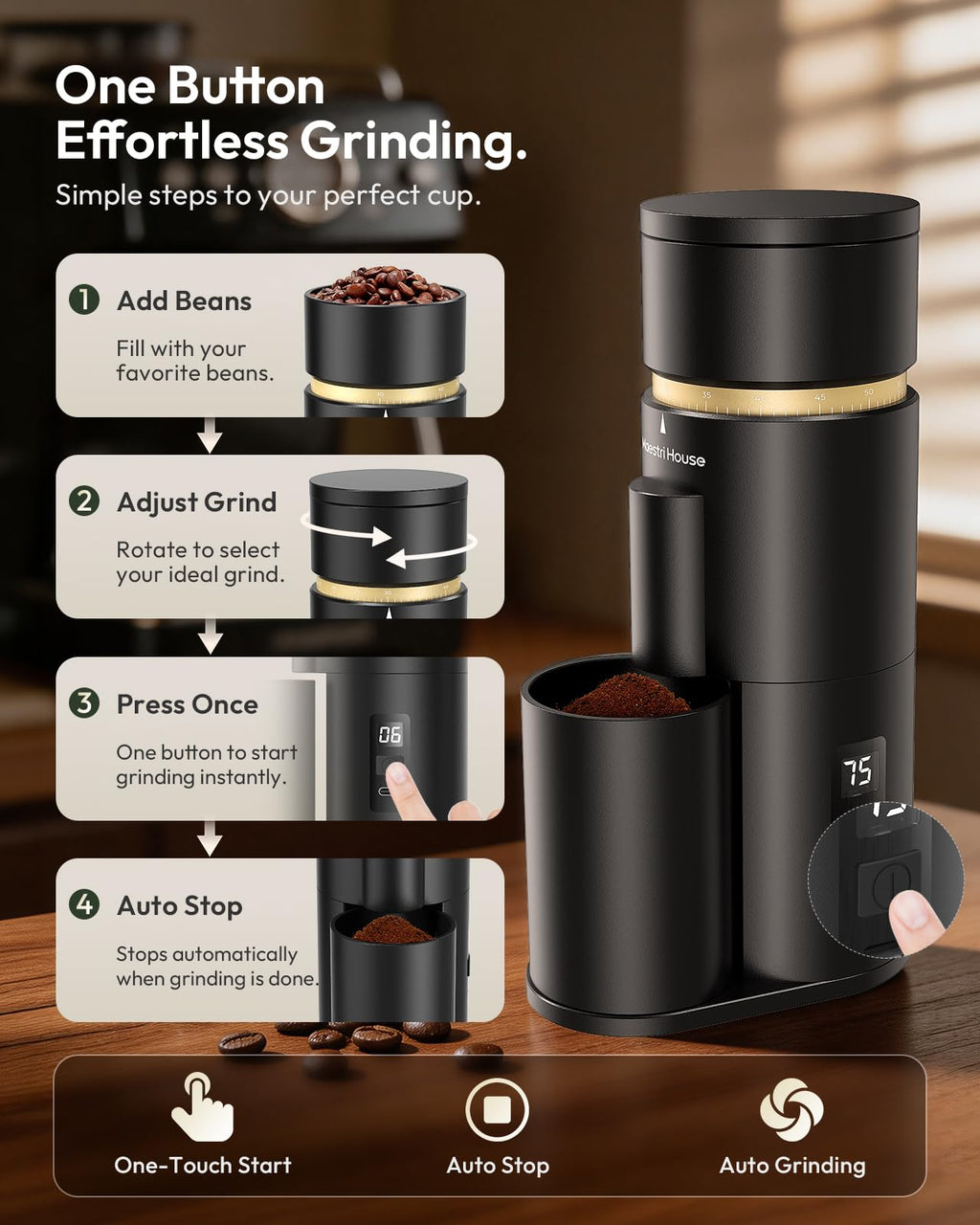 Rechargeable Single-Dose Burr Coffee Grinder M943