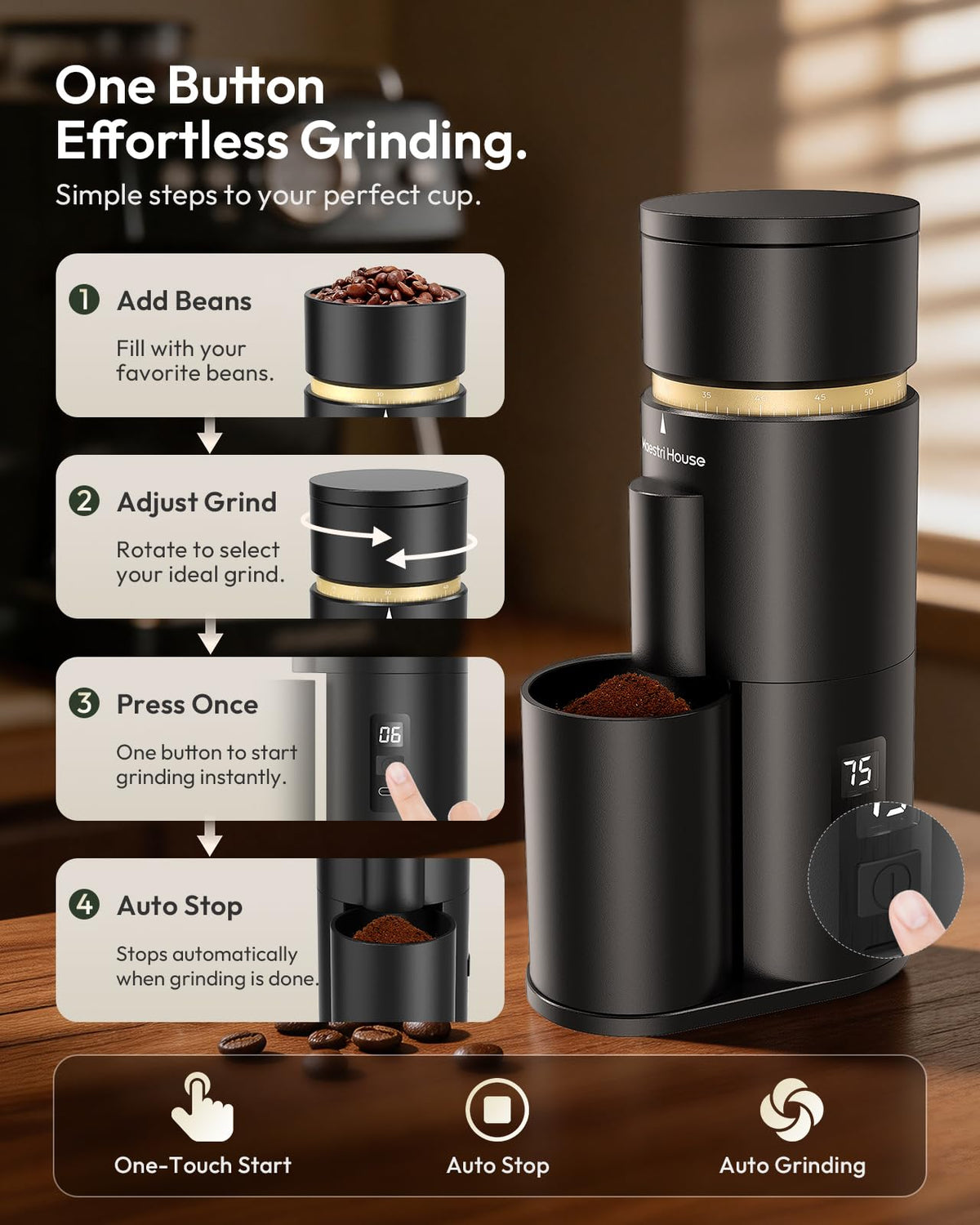 Rechargeable Single-Dose Burr Coffee Grinder M943