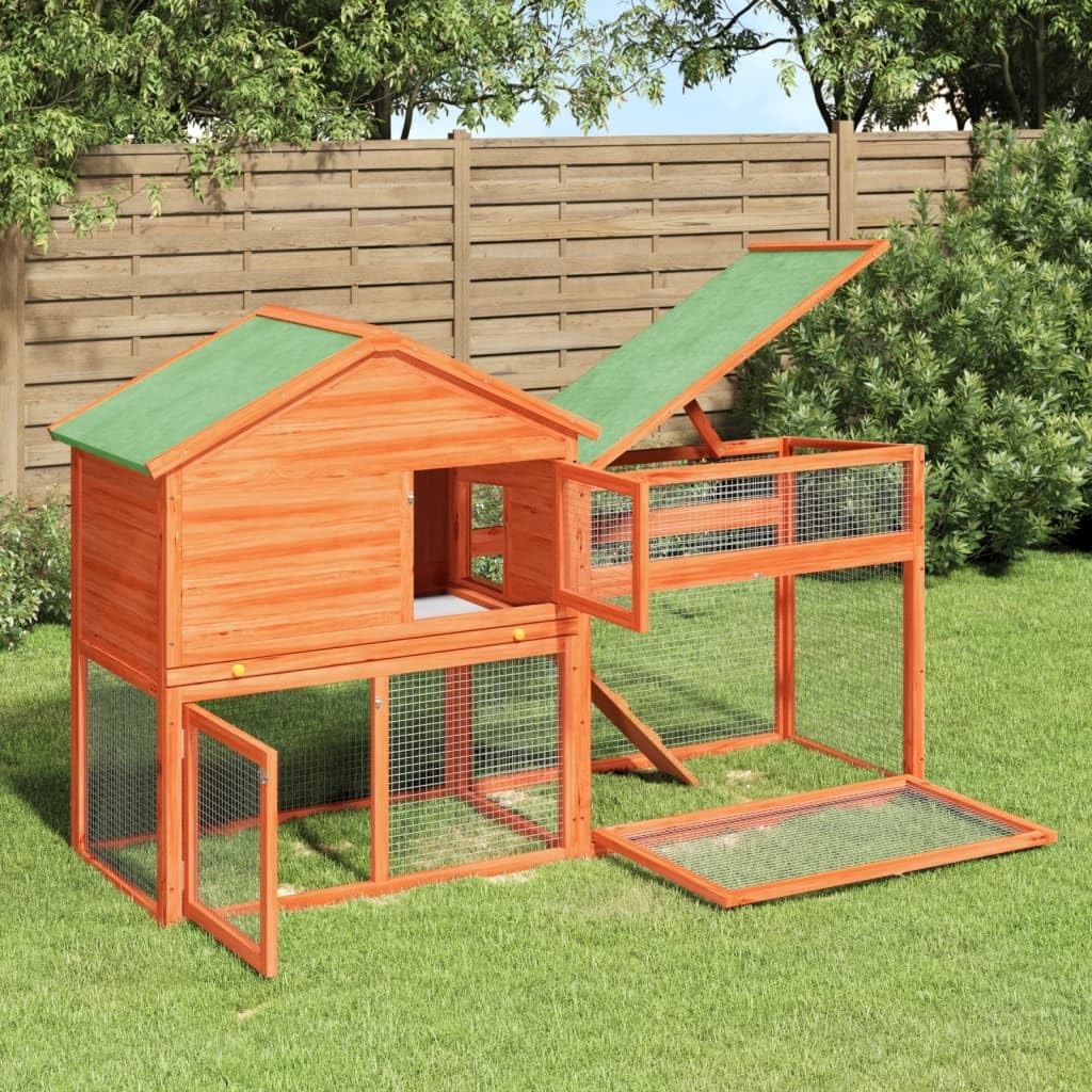 2-Tier Wooden Rabbit Hutch Small Animal Cage J994