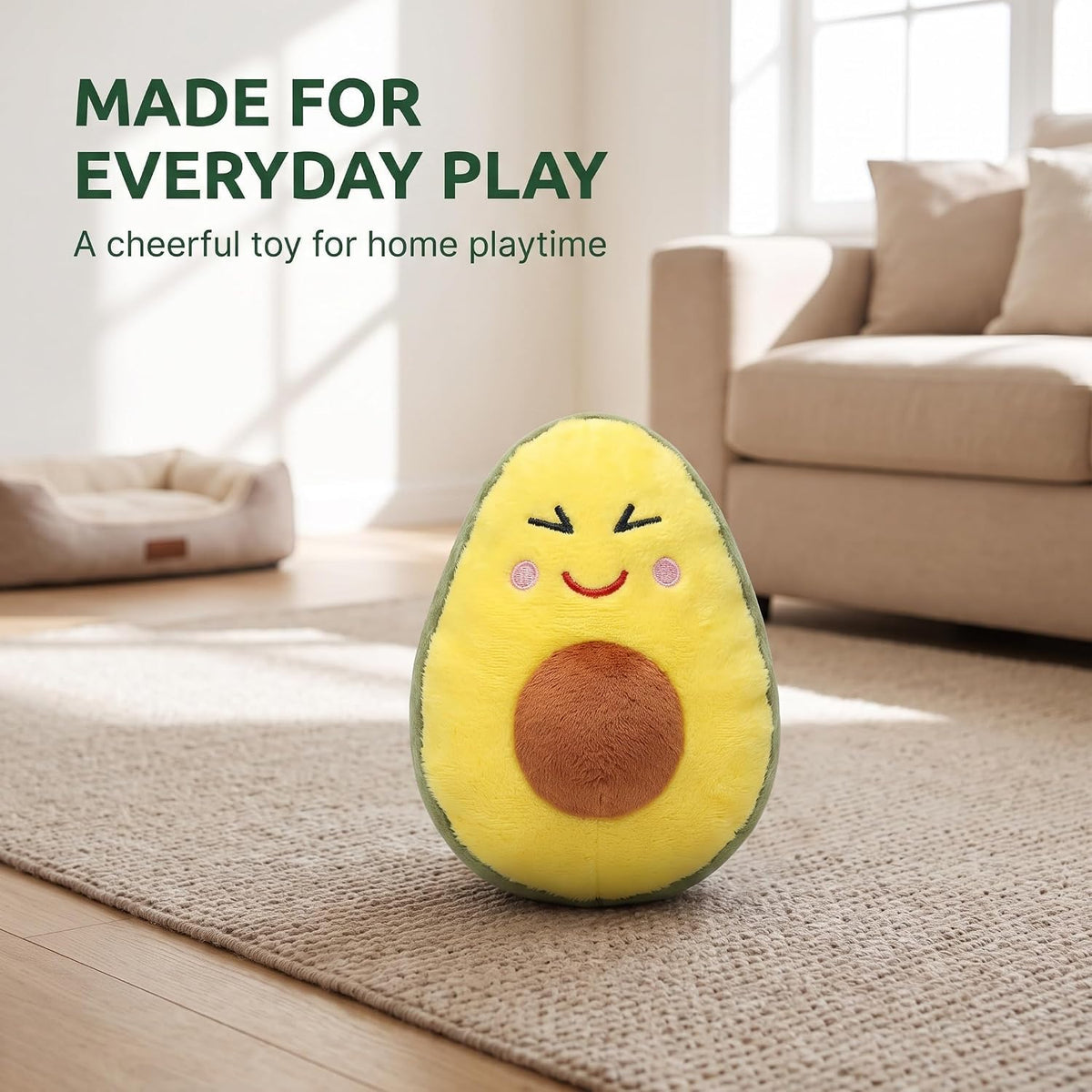 Yellow Soft Plush Avocado Dog Chew Toy F364