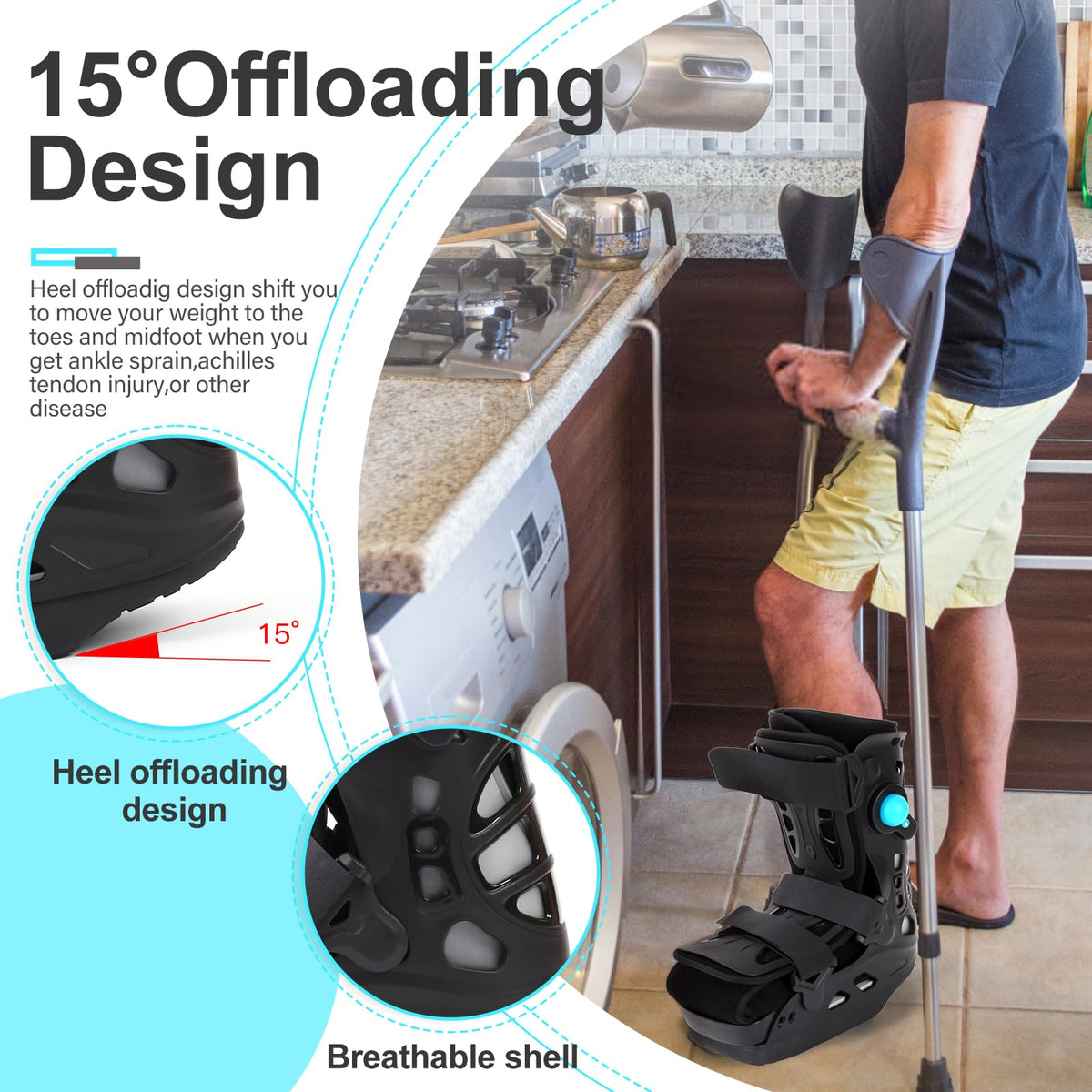 Inflatable Walker Fracture Boot Medical Short Air Cam Walker Brace Small R5043