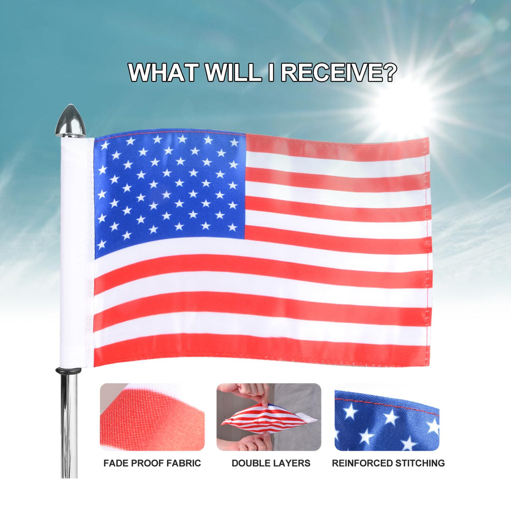 2 Pack Stainless Steel Flag Pole Mount Kit with 6pcs Flags D461