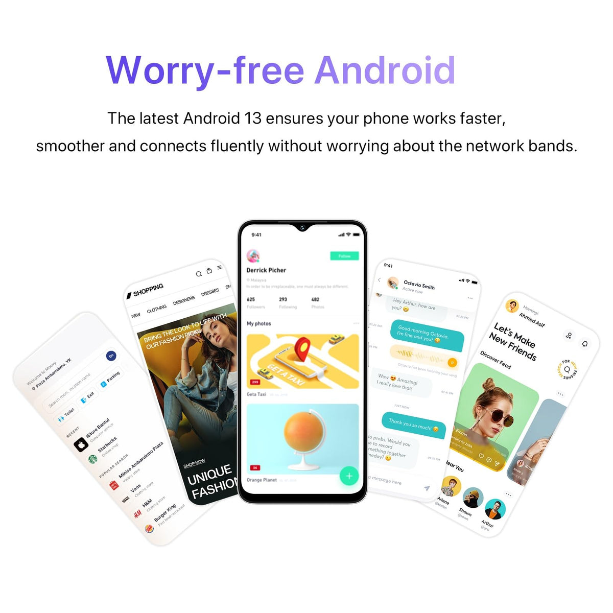 Unlocked Cell Phone Android Smartphone 6.52" Full Screen 5000mAh Black D9961