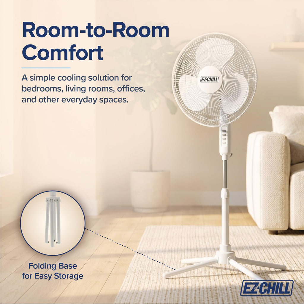 16" Oscillating Pedestal Fan White N97549