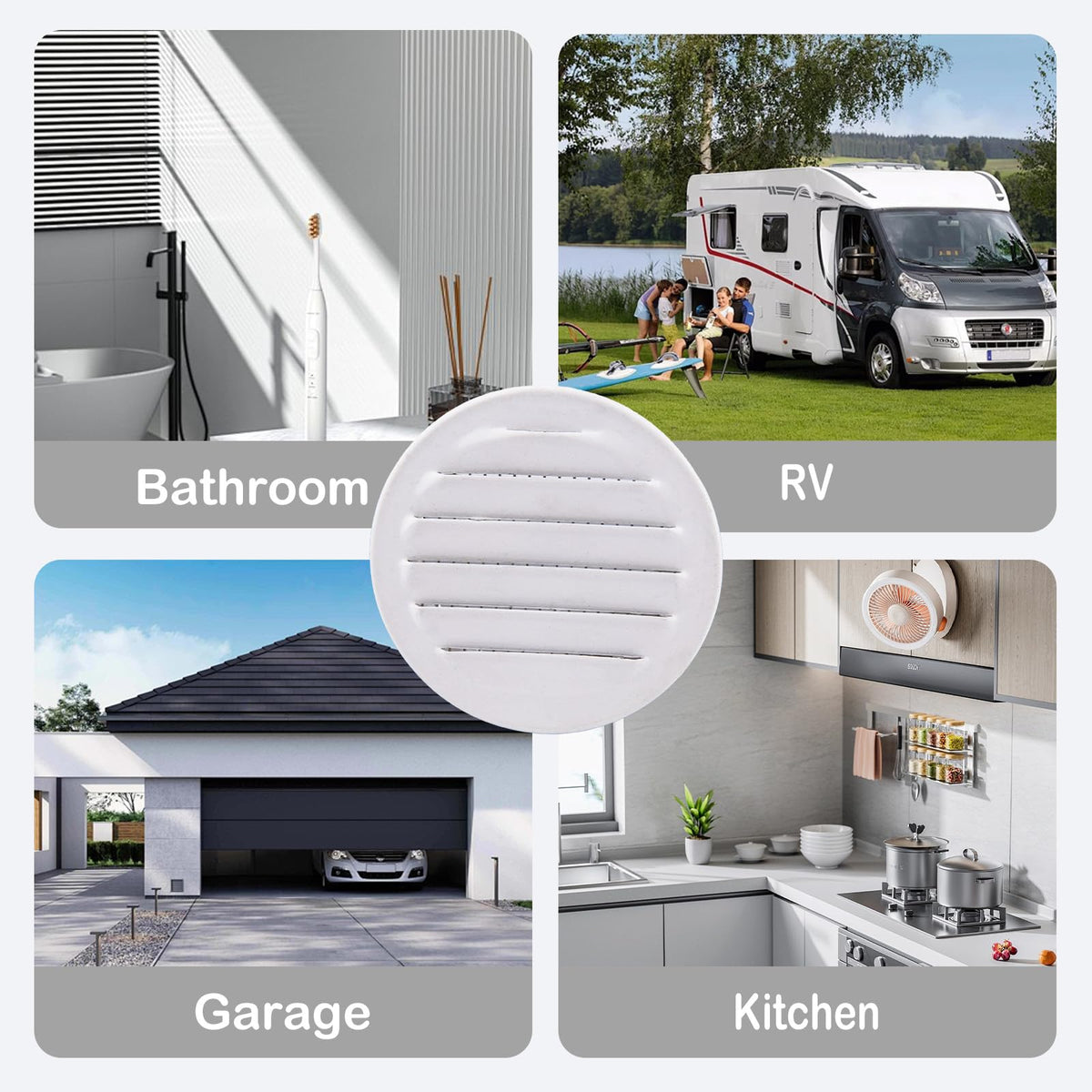 Round Aluminum Louver with Debris Screen, 2 Inches, White, 6-Pack A306