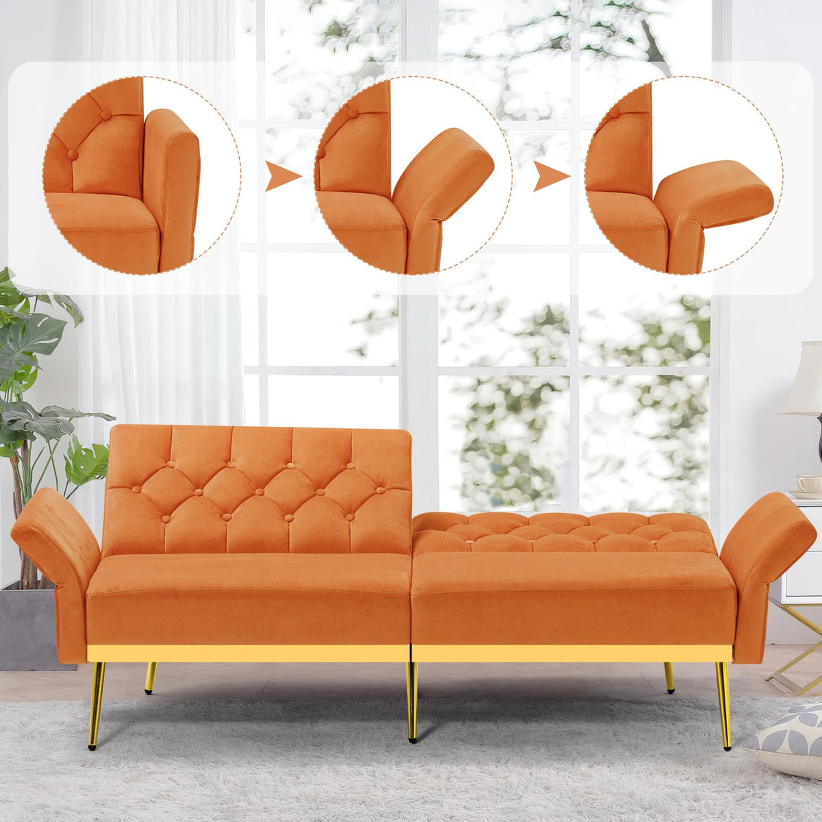 Velvet Sofa Set with Adjustable Armrests & Backrests B264