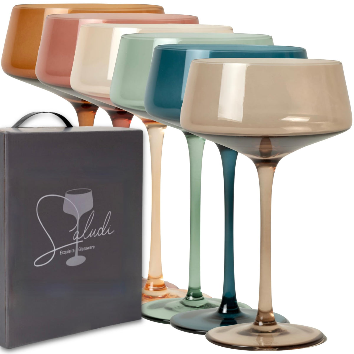 Colored Coupe Glasses Set of 6 N291