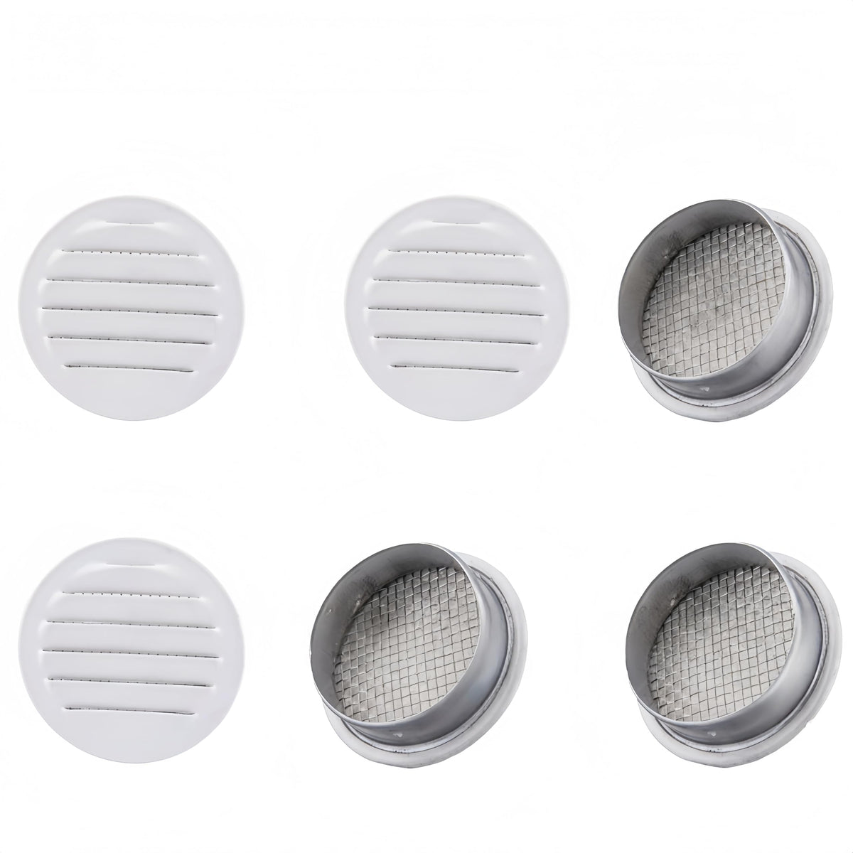 Round Aluminum Louver with Debris Screen, 2 Inches, White, 6-Pack A306