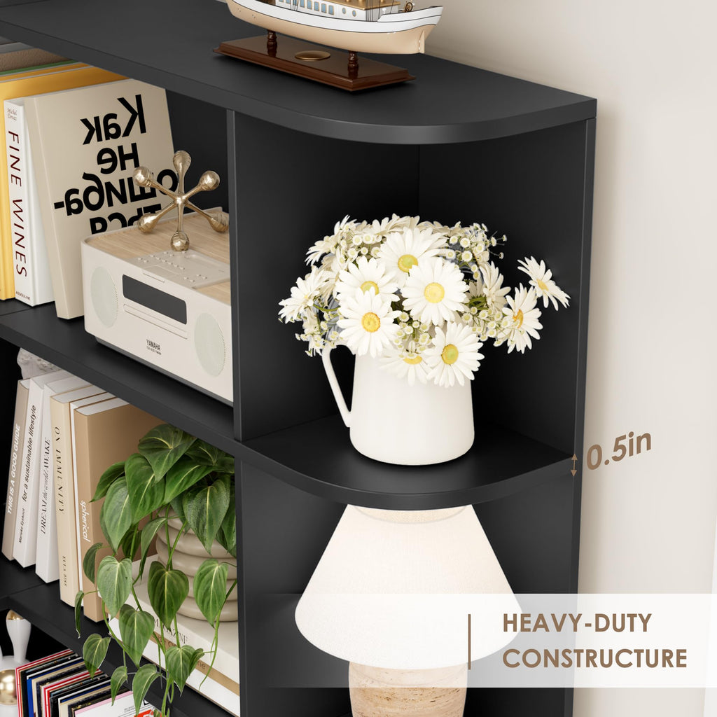 72" Tall 6-Tier Black Corner Bookshelf Z42532