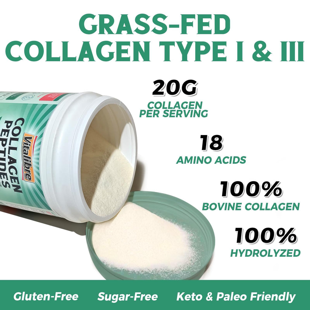 Bovine Collagen Peptides Powder, Hydrolyzed Type I & III, Unflavored, 16oz A66339