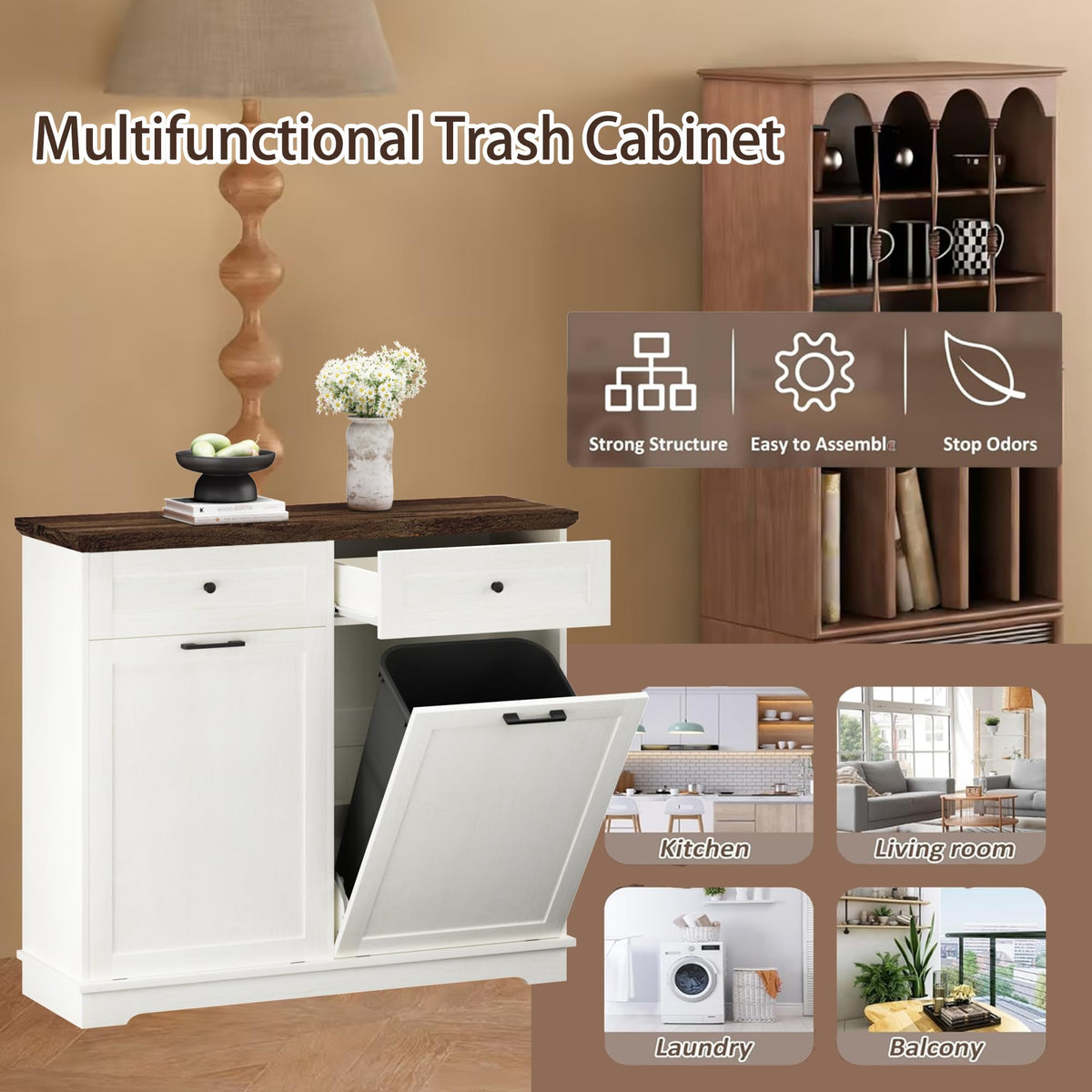 20 Gallon Double Tilt-Out Trash Cabinet T21208
