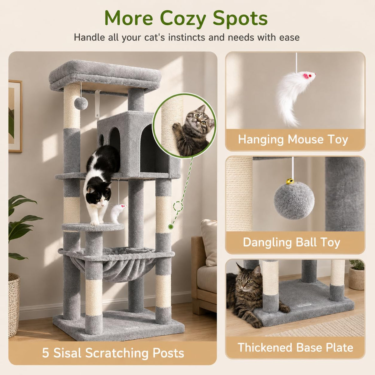 Cat Tree Tower with Scratching Post D287168