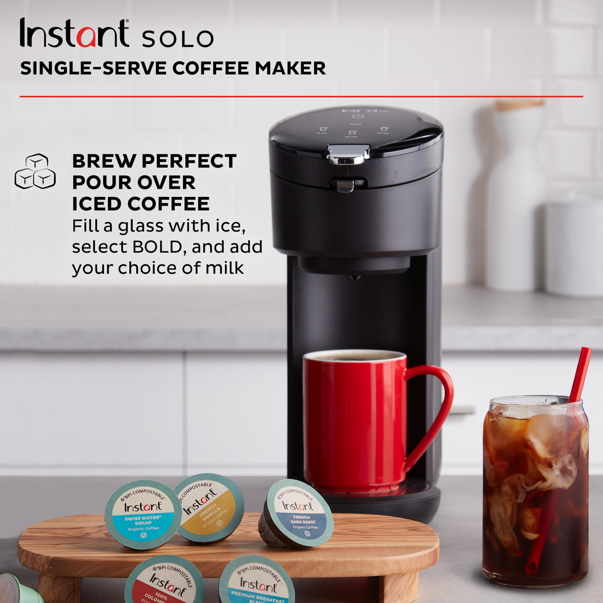 Single Serve K-Cup Pod Compatible Coffee Maker with 40oz Water Reservoir, Black E92471