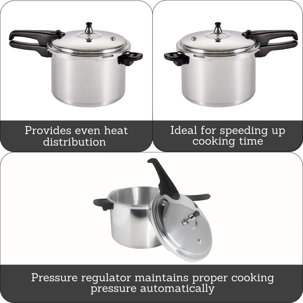 Polished Aluminum 8-Quart Pressure Cooker D4776