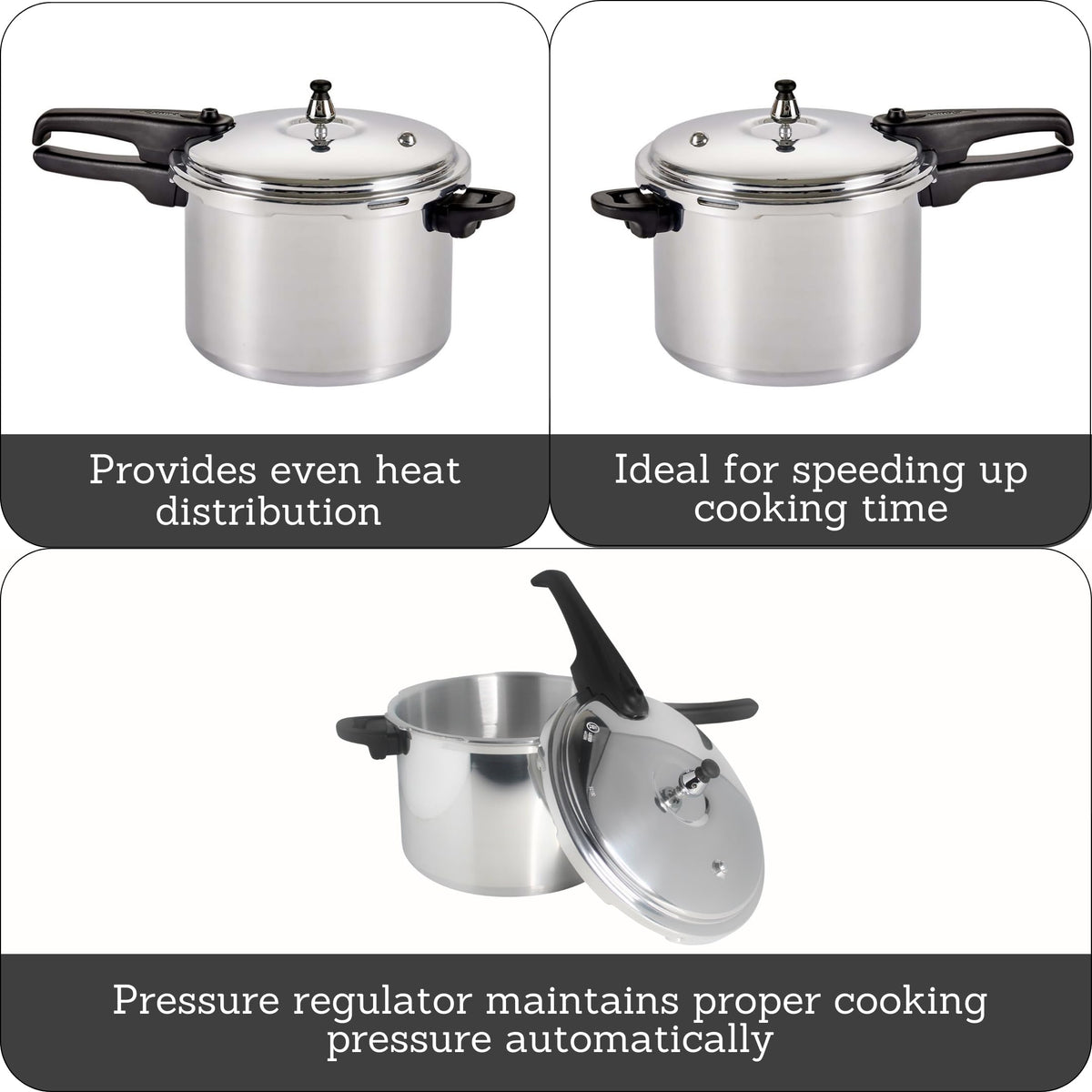 Polished Aluminum 8-Quart Pressure Cooker D4776