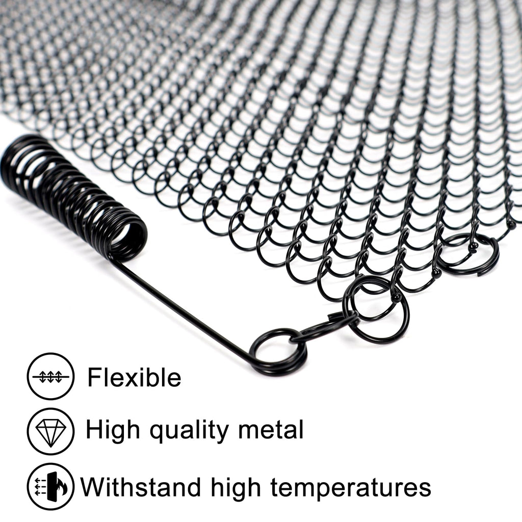 2 Pack Black Metal Fireplace Mesh Screen Curtain G875