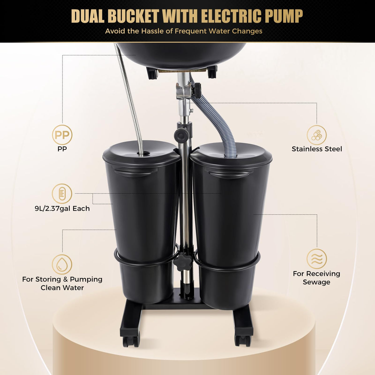 Portable Shampoo Bowl with Electric Pump D1580