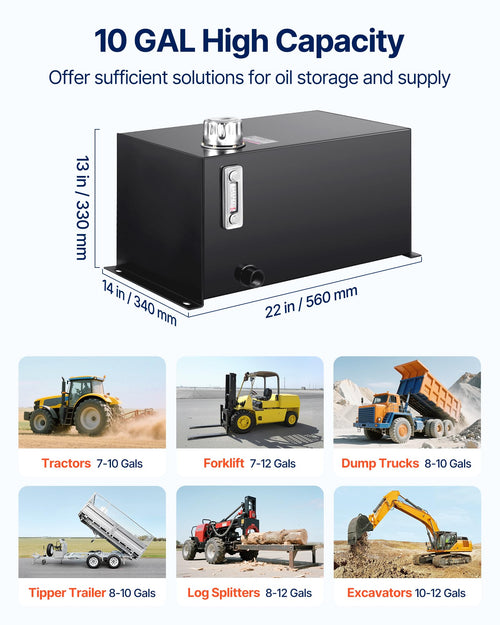 10 Gal Steel Hydraulic Fluid Tank M3101