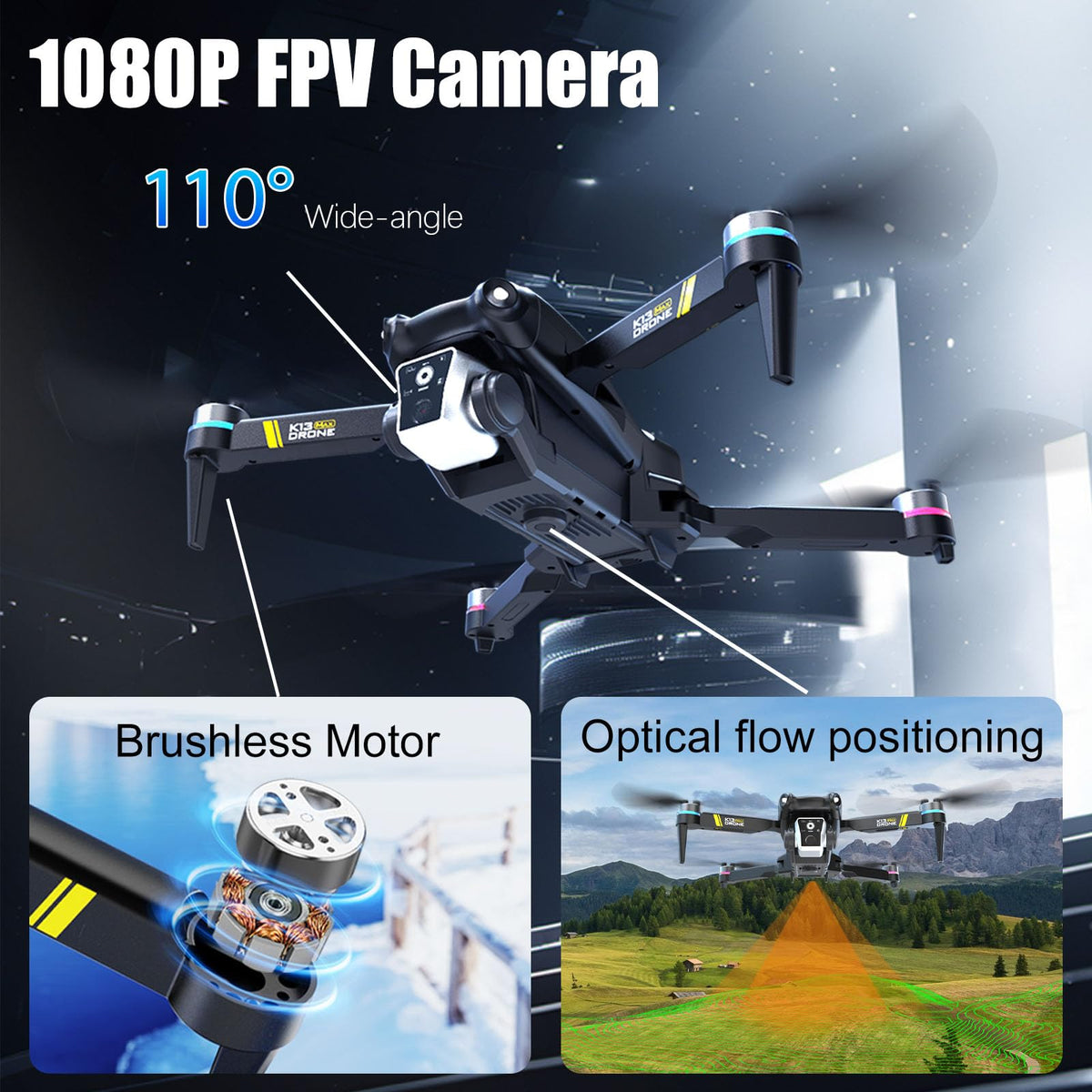 Brushless Drone with Camera, 2 Batteries Z414