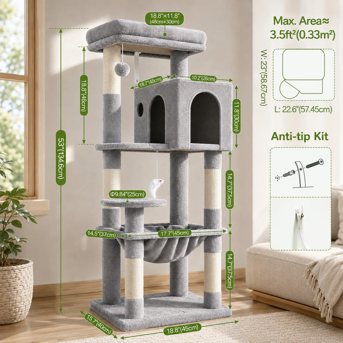 Cat Tree Tower with Scratching Post D287168