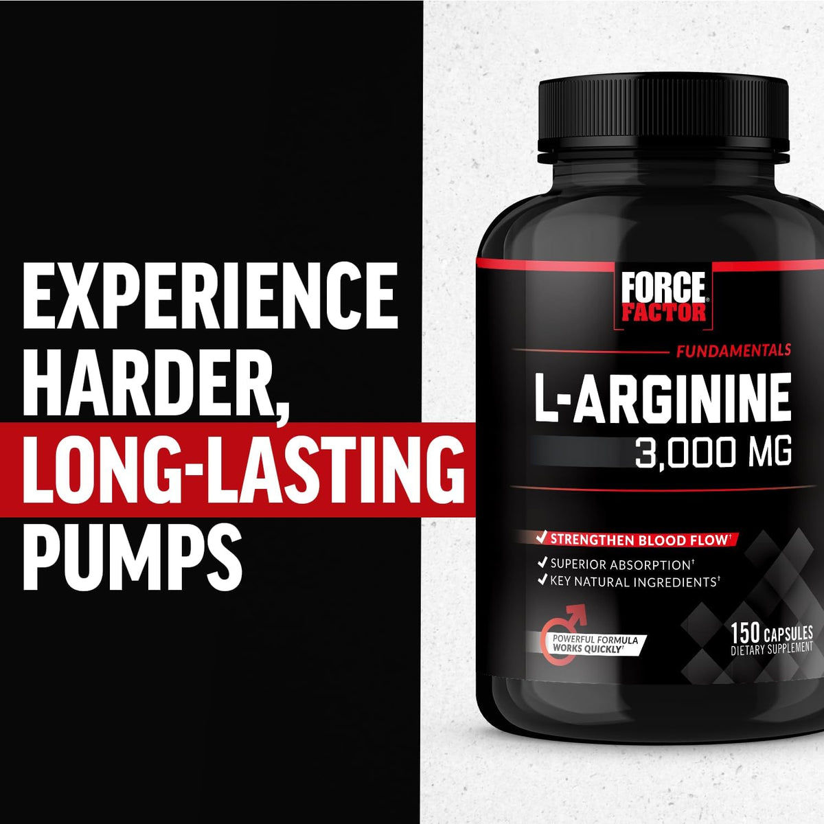 L-Arginine 3000mg Nitric Oxide Supplement 150 Capsules V12774