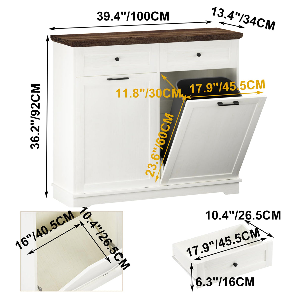 20 Gallon Double Tilt-Out Trash Cabinet T21208