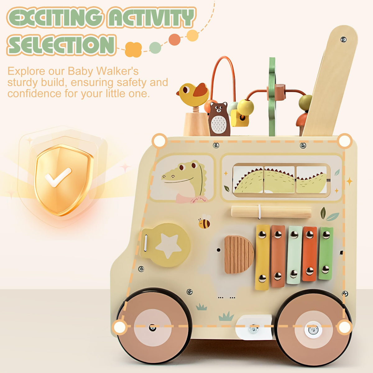 Wooden Activity Cube Push Walker C565679