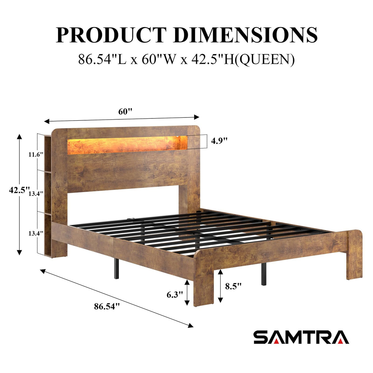 Queen Bed Frame with Wooden Headboard Q65720
