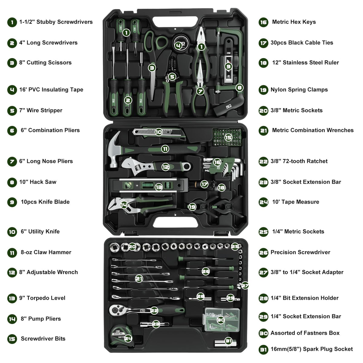 269-Piece Green Hand Tool Set D7272