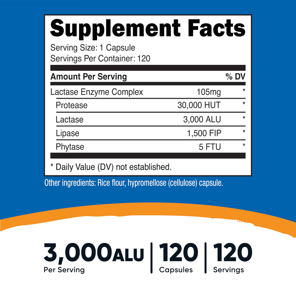 Lactase Enzyme Complex 120 Capsules Gluten-Free Y91498