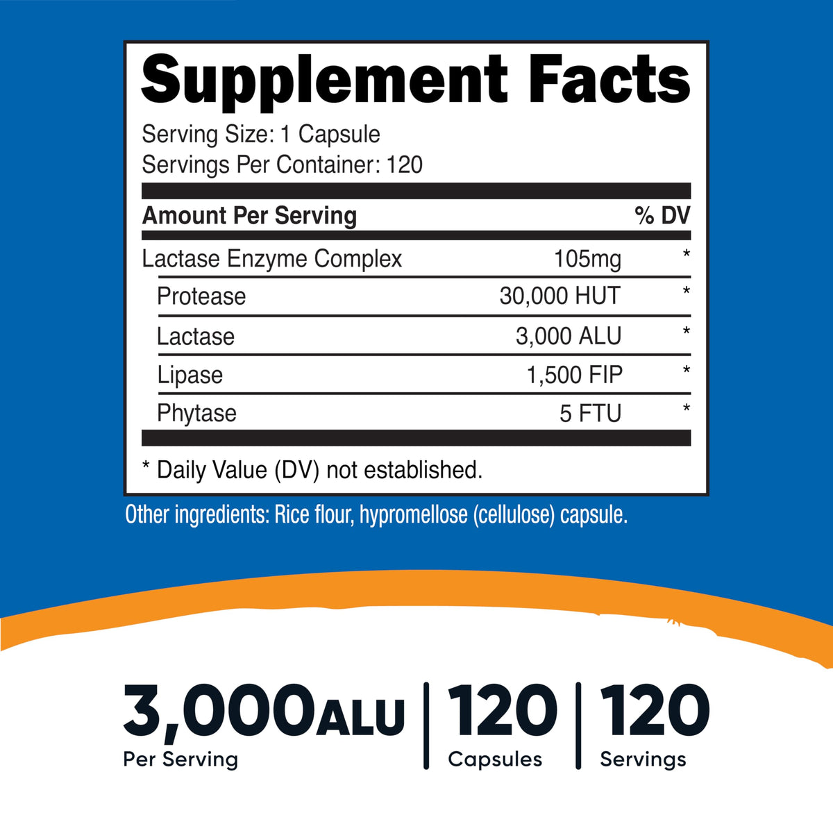 Lactase Enzyme Complex 120 Capsules Gluten-Free Y91498