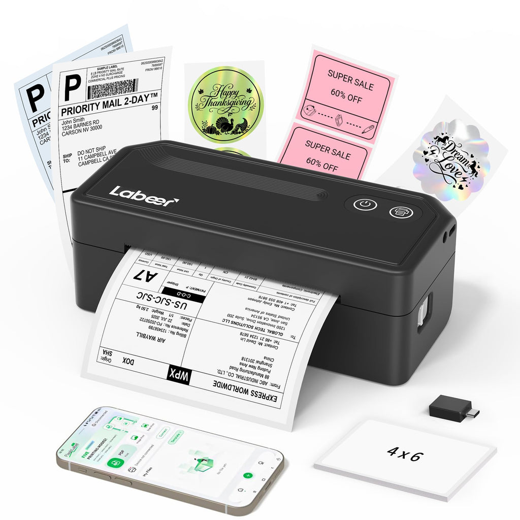 Bluetooth Thermal Shipping Label Printer Black F333897