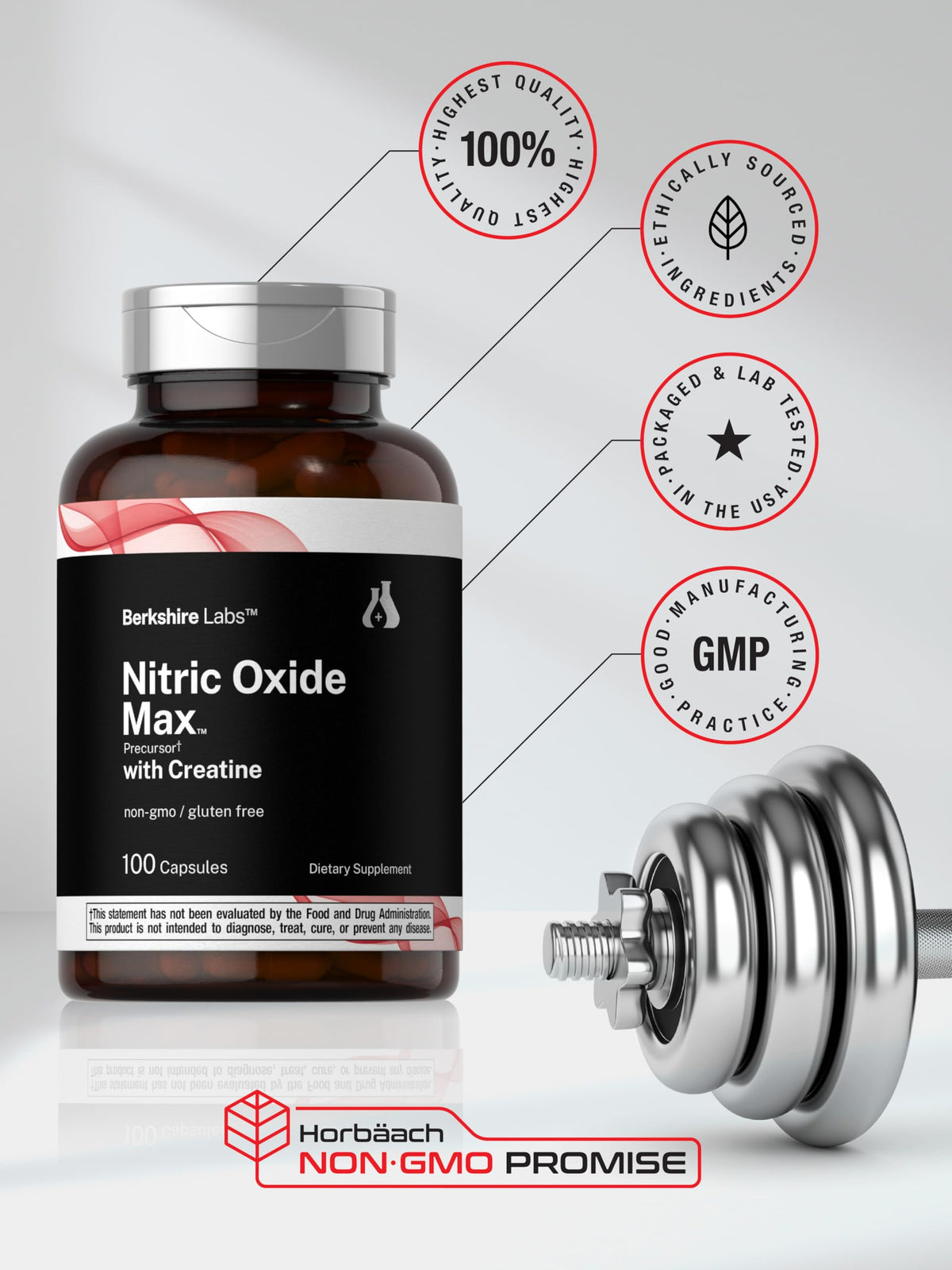 Nitric Oxide Supplement with Creatine Monohydrate 100 Capsules Y37228