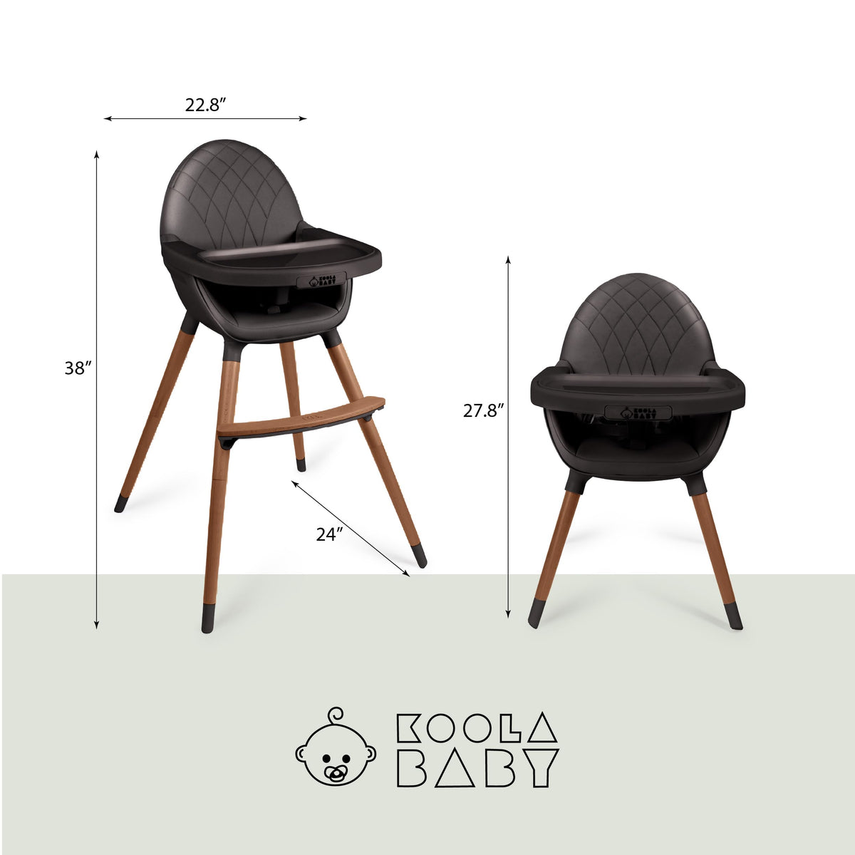 Convertible Wooden High Chair with Adjustable Height Q89376